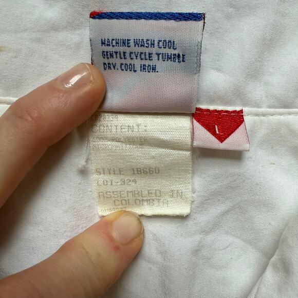 Tail Vintage 80s 90s White & Red Striped Zip Windbreaker Jacket L - Picture 6 of 9